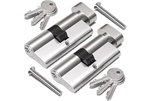 Bwintech 2 Pcs Keyed Alike 70mm (35T/35) Nickel Euro Cylinder Lock,Door Barrel Lock,Thumbturn Knob with 6 Standard Keys,Anti-Pick,Anti-Bump,Anti Drill,High Security for UPVC,Wooden,Composite Doors