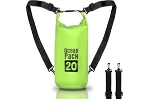 CABLE TECHNOLOGIES Dry Bag, Borsa Sacca Zaino Impermeabile Waterproof, chiusura a rotolo e tracolla, custodia impermeabile per cellulare e marsupio per Mare Barca Pesca Rafting Spiaggia Sport Acquatici (Green, 20l)