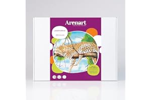 Arenart | 1 Lámina Leopardo 46xx38cm | para Pintar con Arenas de Colores | Manualidades para Adultos y Jóvenes | Dibujo Fácil | Pintar por números | +9 años