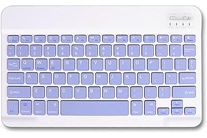 Fogcays Bluetooth Keyboard, Ultra-Slim Wireless Portable Quiet Keyboard UK Layout Built-in Rechargeable Battery Universal Compatible with iPad Mac iOS Android and Windows (Purple)