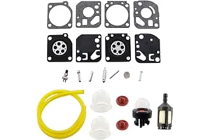 Reemo MCHNIC Carburetor Diaphragm Gasket Repair Kit Primer Bulb Check Valve Fuel Filter for Ryobi RBC30SET RBC30SBT RLT30CET RBC30CESA RBC430SBS RBC26SB Homelite, JCB, Ruixing Carb