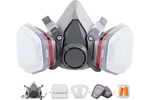 Prassia Atemschutzmaske,Wiederverwendbare Vollmaske,Gasmaske mit Filter Staubmasken Atemschutz Feinstaub Atemschutzmaske Lackierer 10 Filtrierbare Wattepads,Wiederverwendbare Vollmaske für Farbspritz