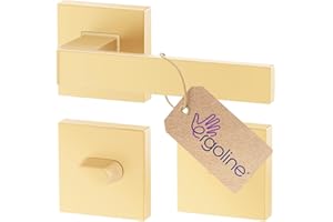 ERGO LINE Poignée de porte d'intérieur ERGO, dorée, pour les portes de salle de bains, poignée carrée or mat, garnitures de porte