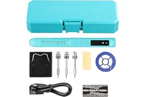 Shengxi Kit de Soldador Inalámbrico, Soldador Estaño Recargable USB con Pantalla LED Digital, Temperatura Ajustable 260-420°C, 3 Puntos de Soldadura, Alambre y Pasta de Soldadura (Azul)