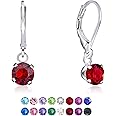 Silver Leverback Earrings - 925 Sterling Silver Dangle Earrings with Crystal Light Elements - Drop Earrings for Women - Crystal Earrings - Sparkly Earrings - Colourful Earrings for Women