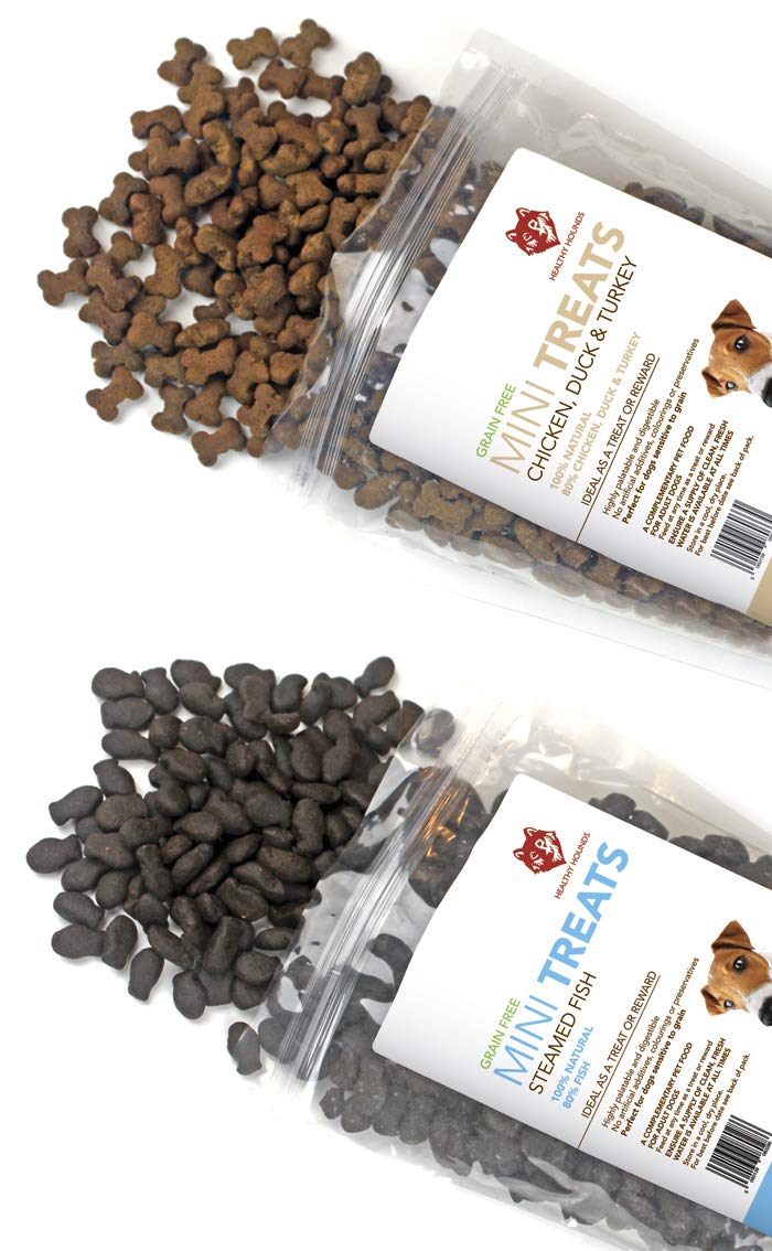 Healthy Hounds Grain Free Dog Training Treats 1kg 1 x Poultry, 1 x Fish