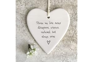 East of India Porcelain Hanging Sentiment Heart 'Those We Love', Hanging Decoration, Friendship Gift