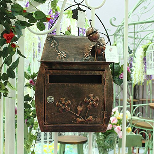 Preisvergleich Produktbild CBDGD Europäischer klassischer Landhauskastengartenantike Wandvorhängeschloßbriefkasten Wasserdichte im Freienbriefkastenstadtbriefkasten-Lan... Briefkästen