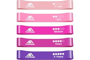 flintronic Taśmy oporowe, zestaw 5 taśm oporowych o 5 różnych poziomach oporu, przyjazne dla skóry opaski gimnastyczne, do jogi, pilatesu, budowy mięśni, siłowni