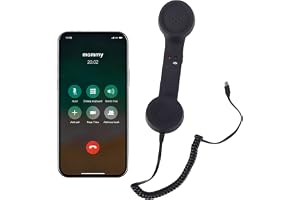 ASHATA Retro Telefonlur, Typ C Retro Telefonlurar med Trådbundna Telefoner Stil Mottagare med Handtag för Fast Telefon med Volymkontroll Ergonomisk, för Telefonkonferens med Videosamtal