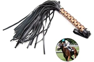 XQEUMC Fusta Caballo,Latigo Cuerode Cuero Artificial Suave con Flecos, látigo de Caballo,Training Riding Crop para Disfraces para Diario Deportes Ecuestres Al Aire Libre Cosplay(marrón)