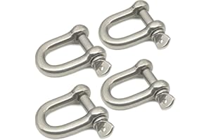 FEEZILOE D Ring Shackle Lock-M10/0.4", 304 Stainless Steel D Ring for Heavy Duty Construction, Rigging, Vehicle Recovery, Hauling, Tie Downs, Hanging-4 Pcs