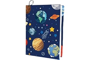 CRASPIRE Planet Stretchable Book Cover Cosmic Sky Washable Reusable Large Nylon Protective Covers 9.4x15.7 Inch Elastic Notebook Wraps Suitable for Most Hardcover Books Classroom Students
