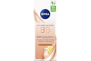 ‎NIVEA NIVEA 24H Nawilżający krem BB do twarzy na dzień z olejkiem jojoba i pigmentami mineralnymi z SPF15, odcień ciemny, 50 ml