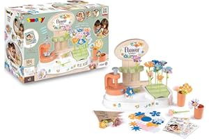 Smoby - Flower Market, Il Laboratorio dei Fiori, 7600350407009, +3 Anni, Crea i Tuoi Fiori, 104 Accessori, Made in France, Versione Italiana