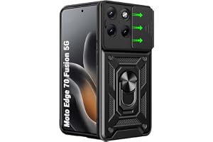 TheGiftKart Tough Armor Bumper Back Cover Case for Motorola Moto Edge 70 Fusion 5G | Kickstand & Ring Holder | 360 Degree Protection Back Cover Case (PC & TPU, Sliding Camera Cover, Black)