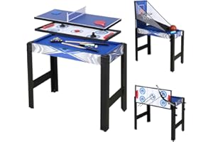 Table Multi Jeux 5 en 1 Table de Jeux, pour Hockey, Billard, Basket, Tennis de Table, Arc, 91.5 * 46 * 73cm