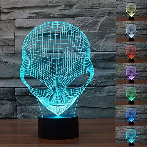 Tama Caumi The Martians 3D Alien Shape Night Light Home Decoration Toys Lamp 7 Color Change Best Gift Night Light LED Furnish Desk Table Lighting