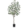 Mofish 120cm Artificial Eucalyptus Tree, Fake Eucalyptus Tree with Green Silver Dollar Leaves, Silk Faux Eucalyptus Tree with Plastic Nursery Pot, Artificial Plants for Home Office Indoor Decor
