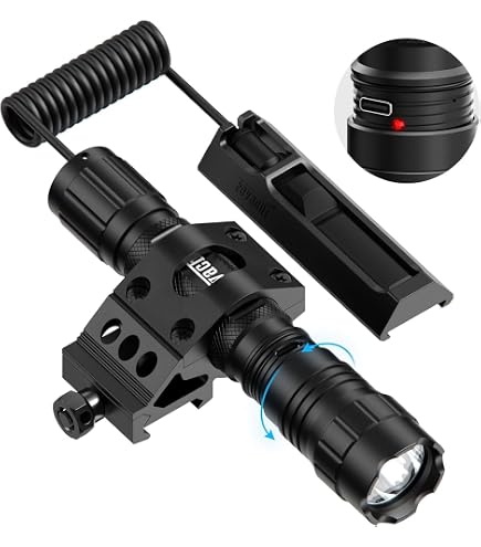 Flashlight 500 Lumens Picatinny Lampe Torche Tactique QIRUIMY M300W - 500 Lumens - Double Fonction (blanc/flash) - Pour Rail Picatinny 20mm Lampe Tactique CR123A