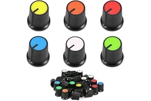 Xiatiaosann 60 sztuk regulator potencjometru 6 mm wał radełkowany otwór potencjometr regulator głośności nasadka pokrętła 13 x 17 mm kolor biały, niebieski, czerwony, żółty, zielony, pomarańczowy