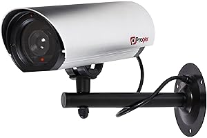 Properav Dummy CCTV Camera Outdoor, Fake Security Camera Aluminium with Flashing Light