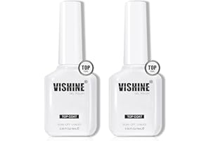 Vishine 2Pcs 16ml No Wipe Top Coat Vernis Semi-Permanent, Vernis Gel UV Semi Permanent No Wipe Top Coat Soak Off UV LED pour Studio Manucure DIY Home