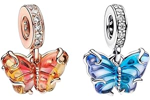 NUNUYAYA Charms Abaloriosde Cuentas Plata de Ley 925 con Circonita Cúbica Elephant Leaf Butterfly Car Dangle Charms Colgante Compatible con Niña Mujer Europeo Pulsera Collar