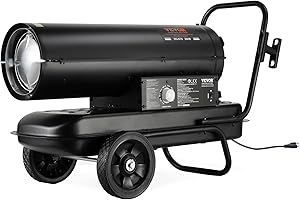 VEVOR Calentador de Aire Forzado a Queroseno/Diésel, 70000 BTU, Portátil con Control de Termostato, Tanque de 19 L, para el Hogar, el Lugar de Trabajo, la Industria, Negro, 870 x 385 x 550 mm
