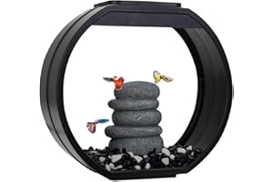 FISH R FUN Fish 'R' Fun Mini Round Tank Glass Aquarium, 10 Litre Capacity, Black