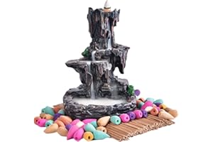 XUDREZ Bruciatore di incenso a cascata con riflusso di montagna Porta incenso con 20 coni in scatola