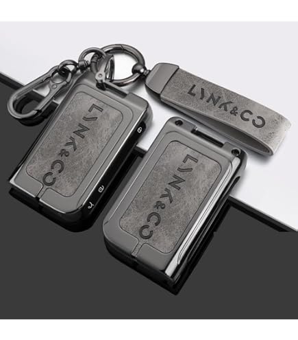 HIBEYO Schlüsselhülle Für LYNK & CO – TPU & Leder-Optik, Silber, Mit Schlüsselring