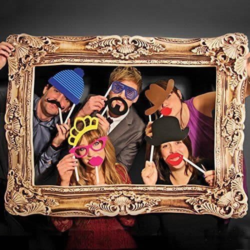 Green Board Games PMS 24PC Photo Booth Selfie Props + 1 Large Picture Frame Wedding Hen Party Fun Game