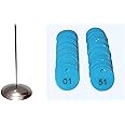 MOREL Plastic Number Token Coin 1 to 100 Print with Hole and Steel Stand, Doctor Token for CLINICS, Shops, MALLS, QUE, RESTURANT, EXIBITION (Blue)