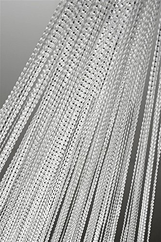 Fadenvorhang weiß mit Lurex veredelt Stangendurchzug 300×250 cm Gardine Vorhang #1485 - 3