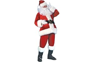 Miolasay Christmas Santa Claus Cosplay Costume Adult Unisex Props Fancy Dress Xmas Red Santa Deluxe Velvet Santa Cosplay Suit Party Outfit