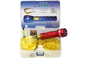 Reuvv 1 set bil läckagedetektor luftkonditionering A/C system läcka testkit LED ficklampa UV ficklampa skyddsglasögon UV färg
