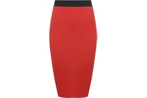 WearAll - Mujeres Tallas Grandes Stretch Bodycon Llanura La Oficina del lápiz Falda de Midi