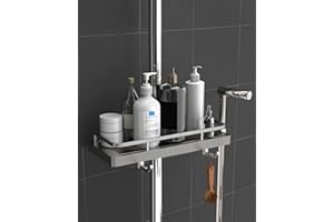 GOOPOOL Duschablage ohne Bohren Duschablage-Aufbewahrungsregal Aufhängen Dusche Regale Halterungen Passend für [18mm-25mm] Shampoo Halterung für Duschregal Schiene Kunststoff 1 Stück Grau