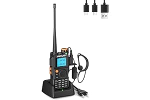 JUCJET K6 walkie talkie dual band con display a cristalli liquidi, abbinamento con un solo tasto, 999 canali, 8 gruppi di crittografia, walkie talkie ricaricabile con auricolari originali (1 pezzo)