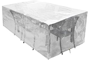 RICHIE Pokrowce na meble ogrodowe, wodoodporne, 200 x 160 x 70 cm, wodoodporne, do mebli ogrodowych, pokrowce ogrodowe, oddychający polietylen na stół i krzesło, przezroczysty DHGFC200-0TP