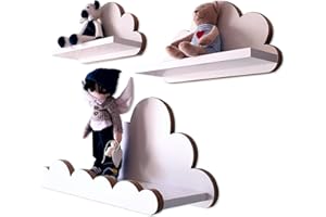 ‎MOLILAND MOLILAND Wolkenregal Babyzimmer | Set mit 3 Stück | Wandregal für Kinderzimmer in Weiß | Regal Wolke aus Holz im skandinavischen Stil | Schweberegal Wanddeko mit Befestigungssatz