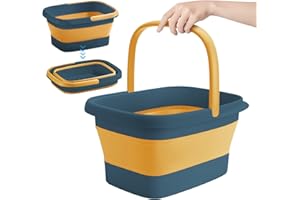 ANXICER Cuenco grande de plástico para spa y pedicura, para pedicura, para pedicura, desintoxicación y masaje, perfecto para remojar tus pies, uñas y tobillos (White) (Fold-Blue)