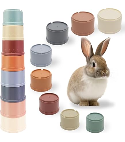 NANEEZOO Stapelbecher Für Kaninchen - 8 Bunte Spielzeugbecher Zum Futterverstecken