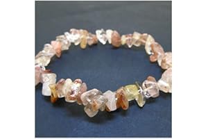 MINERAL IMPORT Pulsera Chip de Cuarzo Rutilado Minerales y Cristales, Belleza energética, Meditacion, Amuletos Espirituales