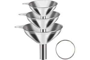 Bahan alamy Trichter Edelstahl, 3 Stück Trichter Küche, Trichter Klein mit Griff, Stapelbarer Mini Trichter zum Übertragen von Öl, Salz, Zucker, Marmelade, Flüssigkeiten, Pulver