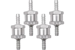Non Return Check Valve,RoadLoo 4 pcs Silver Aluminium One Way Check Valve 6mm Diameter Hose for Car Auto Carburettor Marine Aluminum Alloy Chrome Low Pressure Ruel Systems (6mm)