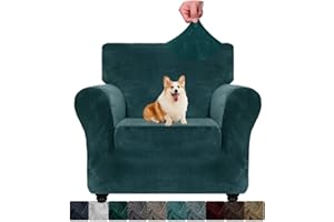 CHELZEN Coperture per sedie in velluto per poltrone 1 pentola di divani di allungamento spessa per animali domestici Protettore di mobili per soggiorno (1 Posto, Verde Nerastro)