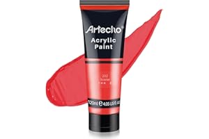 Artecho Vernice Acrilica per Arte, Rosso, 120 ml, per Legno, Tessuto, Artigianato, Tela, Pelle e Pietra, Colori Acrilici per Dipingere Adatto per Principianti e Pittori Professionisti
