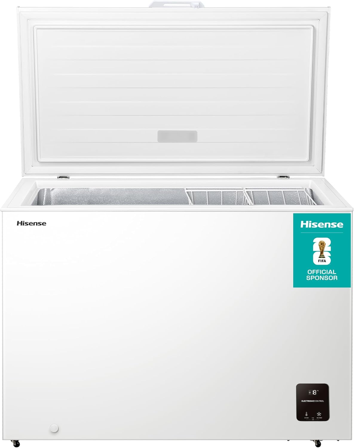 Hisense FC386D4AWLE 297Litres Freestanding Chest Freezer, 4 Star Freezer Rating, E Rated in White
